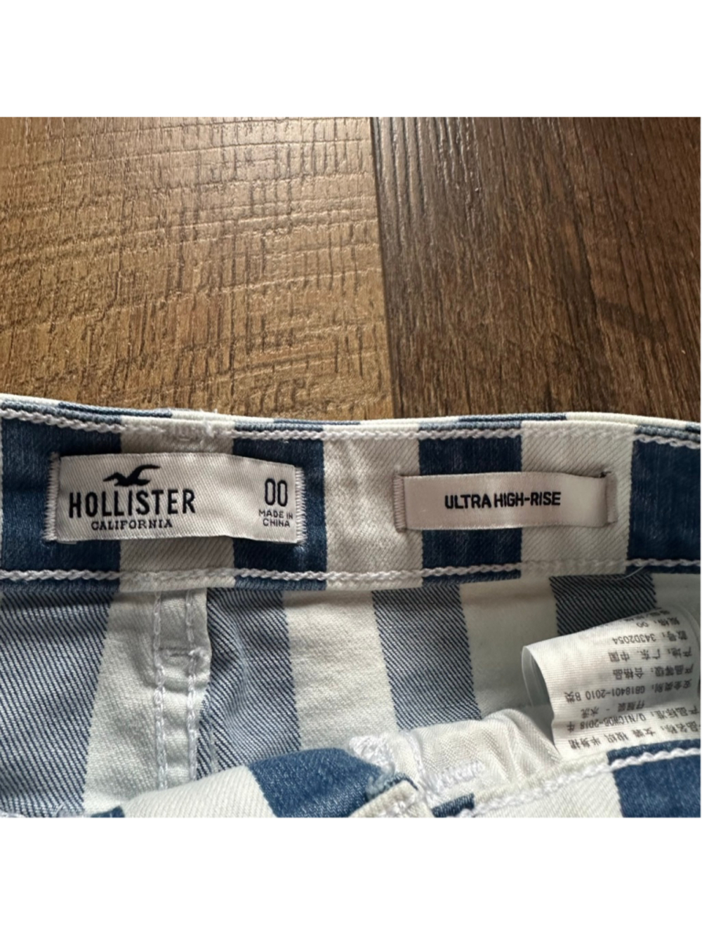 Women's Hollister Striped Denim Skirt Size 00 Blue White Summer - Picture 5 of 10